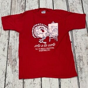 Vintage North Carolina Turkey Festival 1980s Red Graphic 80s Tee Top Shirt
